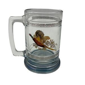 Vintage Princess House Pheasant Crystal Stein Mug Beer Sportsman Fowl Hunting